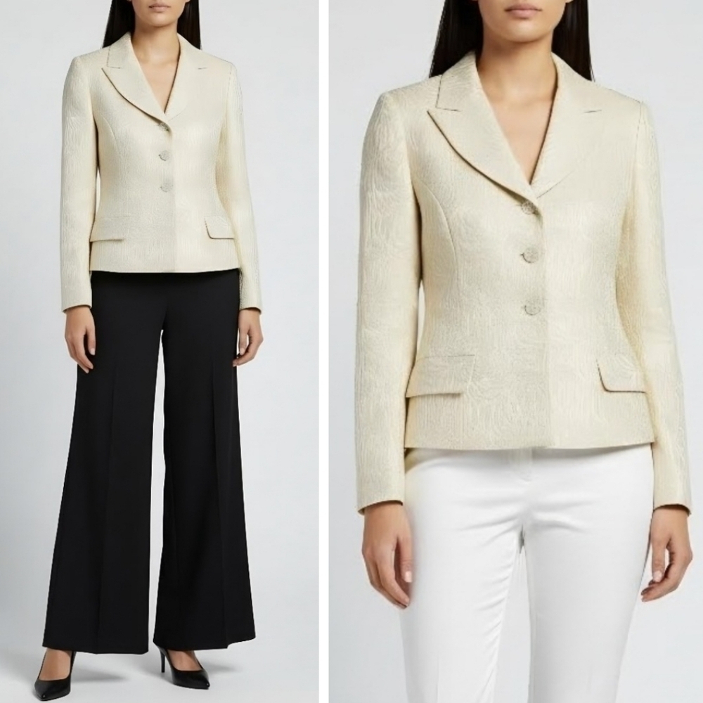 Vintage Rickie Freeman Teri Jone Nites 90s Petite Neiman Marcus Metallic Blazer